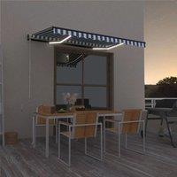 Berkfield Home Manual Retractable Awning with LED 400x300 cm Blue & White