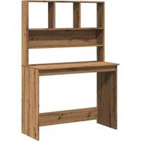 Berkfield Home Desk with Shelves Artisan Oak 102x45x148 cm Engineered Wood in Brown | Size: 102 x 45 x 148 cm