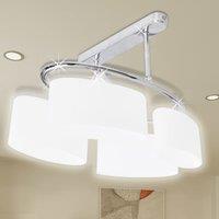 Berkfield Home Ceiling Lamp with Ellipsoid Glass Shades for 4 E14 Bulbs in White