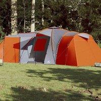 Berkfield Home Family Tent Dome 12-Person Grey & Orange Waterproof