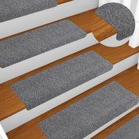 Berkfield Home Stair Mats 5 pcs Light Grey 65x21x4 cm Needle Punch | Size: Medium