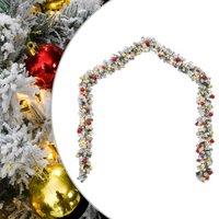 Berkfield Home Christmas Garland with Baubles & LED Lights Green 10 m PVC