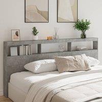 Berkfield Home Headboard Cabinet with LED Concrete Grey 220x17x102 cm | Size: 220 x 17 x 102 cm