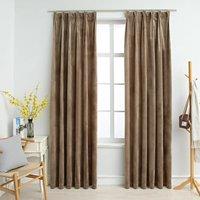 Berkfield Home Blackout Curtains 2 pcs with Hooks Velvet Beige 140x175 cm