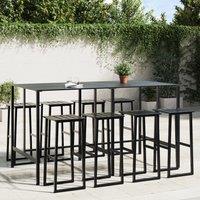 Berkfield Home 9 Piece Garden Bar Set Black Powder-coated Steel