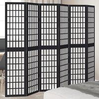 Berkfield Home Room Divider 6 Panels Black Solid Wood Paulownia