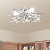Berkfield Home Ceiling Lamp White & Transparent Acrylic Crystal Leaf Arms 3 E14 Bulbs