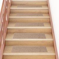 Berkfield Home Self-adhesive Stair Mats Rectangular 15 pcs 76x20 cm Light Brown | Size: Medium