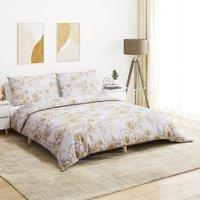 Berkfield Home Duvet Cover Set White & Brown 240x220 cm Cotton