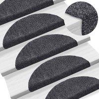 Berkfield Home Self-adhesive Stair Mats 5 pcs Dark Grey 56x17x3 cm Needle Punch | Size: Medium