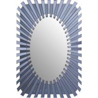 Orsina Silver Rectangular Sunburst Wall Mirror, Decorative Radial Pattern Statement Mirror, Contemporary Wall Dcor in Grey