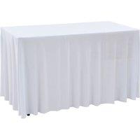 2 pcs Stretch Table Covers with Skirt 120x60.5x74 cm White