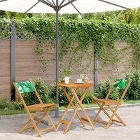 Berkfield Home 3 Piece Bistro Set Leaf Pattern Fabric & Solid Wood in Green