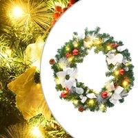 Berkfield Home Christmas Wreath with LED Lights Green 60 cm PVC
