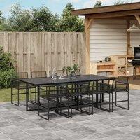 Berkfield Home 9 Piece Garden Dining Set Black Poly Rattan