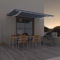 Berkfield Home Manual Retractable Awning with LED 500x300 cm Blue & White