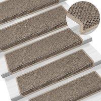 Berkfield Home Stair Mats Self-adhesive Sisal-Look 15 pcs 65x21x4 cm Dark Beige | Size: Medium