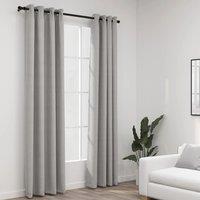 Berkfield Home Linen-Look Blackout Curtains with Grommets 2pcs Grey 140x245cm | Size: 140x245 cm