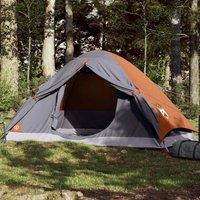 Berkfield Home Camping Tent Dome 4-Person Grey & Orange Waterproof