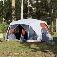 Berkfield Home Family Tent with LED 10-Person Light Grey & Orange Quick Release