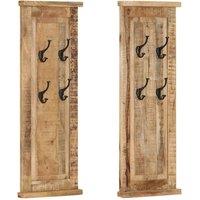 Coat Racks 2 pcs Solid Wood Mango 38x100 cm