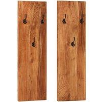 Berkfield Home Wall-mounted Coat Racks 2 pcs 36x3x110 cm Solid Acacia Wood in Brown | Size: 36 x 3 x 110 cm
