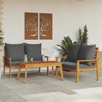 Berkfield Home 3 Piece Garden Lounge Set with Cushions Solid Wood Acacia in Brown