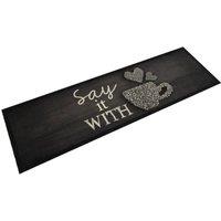 Berkfield Home Kitchen Rug Washable Cup Black 45x150 cm Velvet
