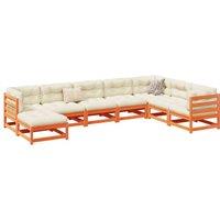 8 Piece Garden Sofa Set Wax Brown Solid Wood Pine