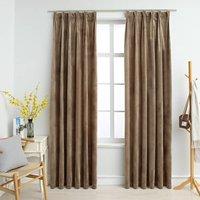 Berkfield Home Blackout Curtains 2 pcs with Hooks Velvet Beige 140x225 cm