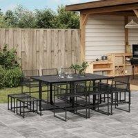 Berkfield Home 11 Piece Garden Dining Set Black Poly Rattan