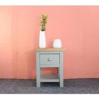 FURNITURE ONE Bedside Table, Bedside Cabinet with Shelf & Drawer - FULLY ASSEMBLY in Light Grey | Size: 1 Pack