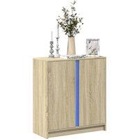 Berkfield Home Sideboard with LED Sonoma Oak 77x34x85 cm Engineered Wood in Brown | Size: 77 x 34 x 85 cm
