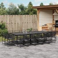 Berkfield Home 15 Piece Garden Dining Set Black Poly Rattan