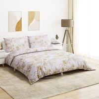 Berkfield Home Duvet Cover Set White & Brown 200x200 cm Cotton