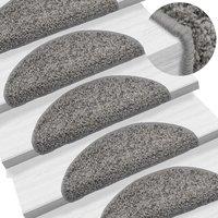 Carpet Stair Treads 15 pcs Grey 56x17x3 cm