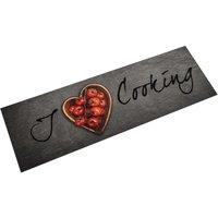 Berkfield Home Kitchen Rug Washable Cooking Text 45x150 cm Velvet in Grey