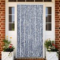 Berkfield Home Insect Curtain Blue, White & Silver 90x220 cm Chenille