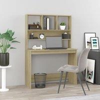 Berkfield Home Desk with Shelves Sonoma Oak 102x45x148 cm Engineered Wood in Brown | Size: 102 x 45 x 148 cm