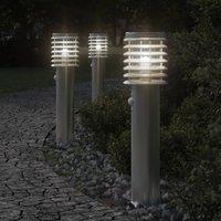 Berkfield Home Outdoor Floor Lamps with Sensors 3pcs Silver 60 cm Stainless Steel