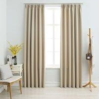 Berkfield Home Blackout Curtains with Hooks 2 pcs Beige 140x175 cm