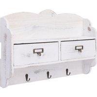 Berkfield Home Wall Mounted Coat Rack White 50x10x34 cm Wood | Size: 50 x 10 x 34 cm
