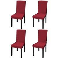 Berkfield Home Straight Stretchable Chair Cover 4 pcs Bordeaux in Red