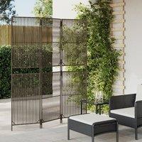 Room Divider 3 Panels Grey Poly Rattan