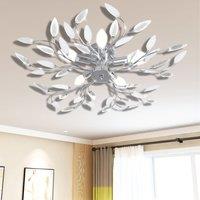 Berkfield Home Transparent&White Ceiling Lamp Acrylic Crystal Leaf Arms 5 E14 Bulbs in White