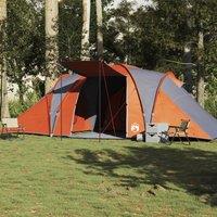 Berkfield Home Family Tent Dome 6-Person Grey & Orange Waterproof