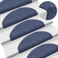 Berkfield Home 15 pcs Self-adhesive Stair Mats Needle Punch 65x21x4 cm Blue | Size: Medium