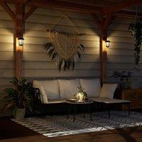Berkfield Home Solar Outdoor Wall Lanterns 2 pcs Warm White Flickering Flame in Black