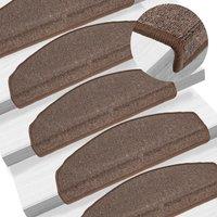 Berkfield Home Carpet Stair Treads 15 pcs Coffee Brown 65x24x4 cm | Size: Medium