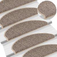 Berkfield Home Stair Mats Self-adhesive Sisal-Look 15 pcs 65x21x4 cm Dark Beige | Size: Medium